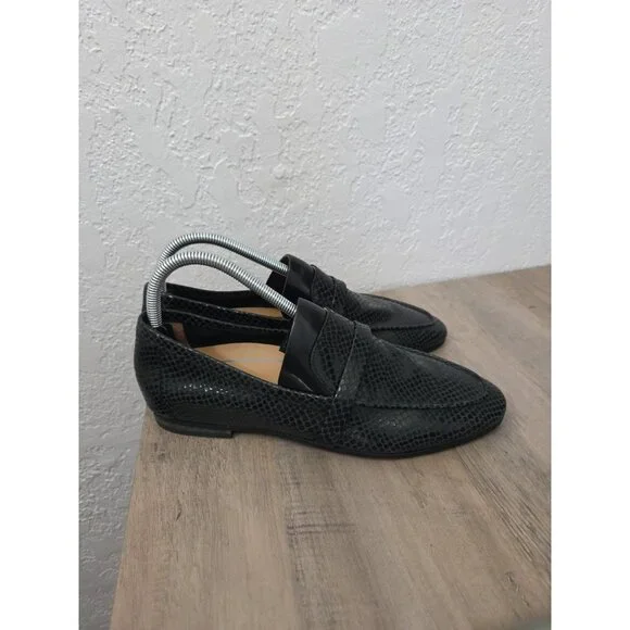 Vionic Zana Black Leather Lizard Loafers Size 8.5 - Picture 1 of 6